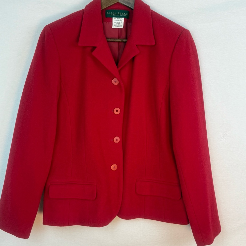 Harve Benard Red Wool Blend Women's Blazer Size 10 EUC